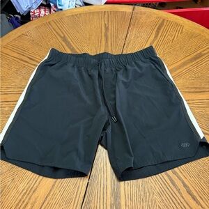 Legend Men's Black Athletic Shorts with White Side Stripe and Drawcord